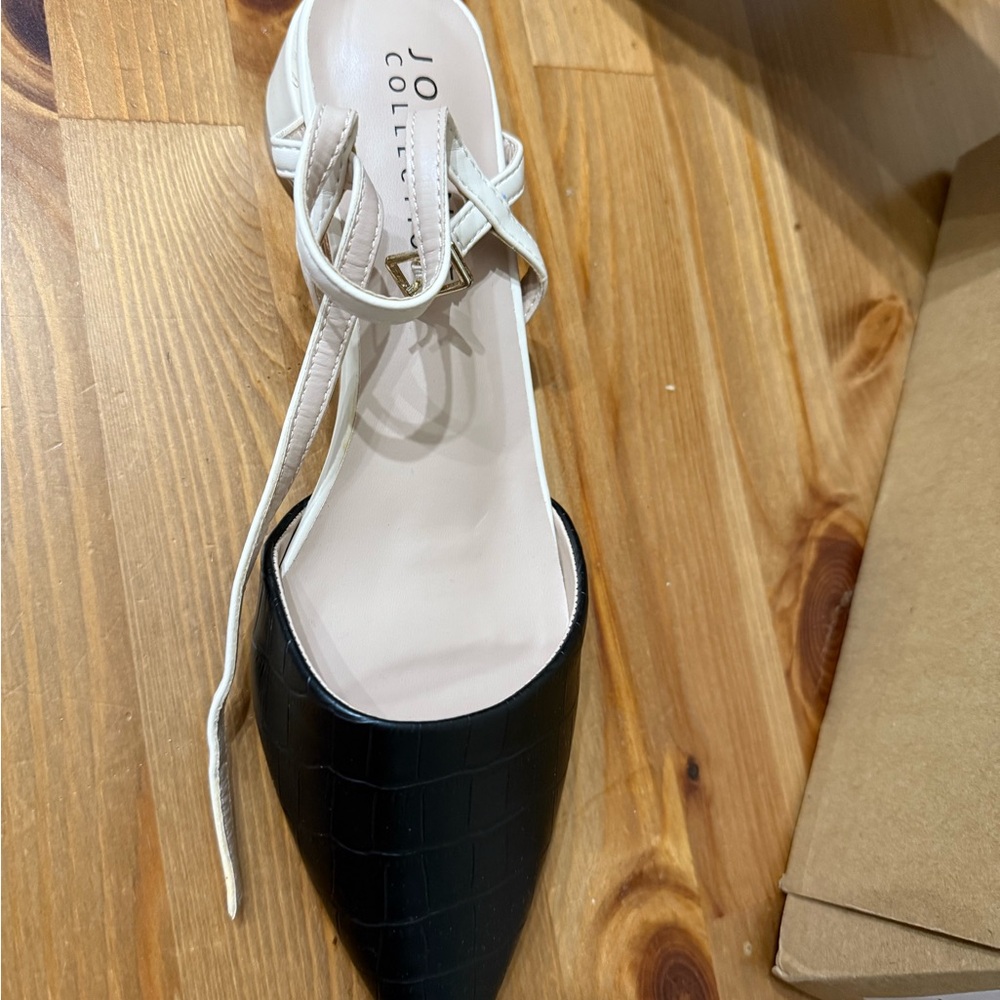 JM Collection Black and Cream Elegant Heels
